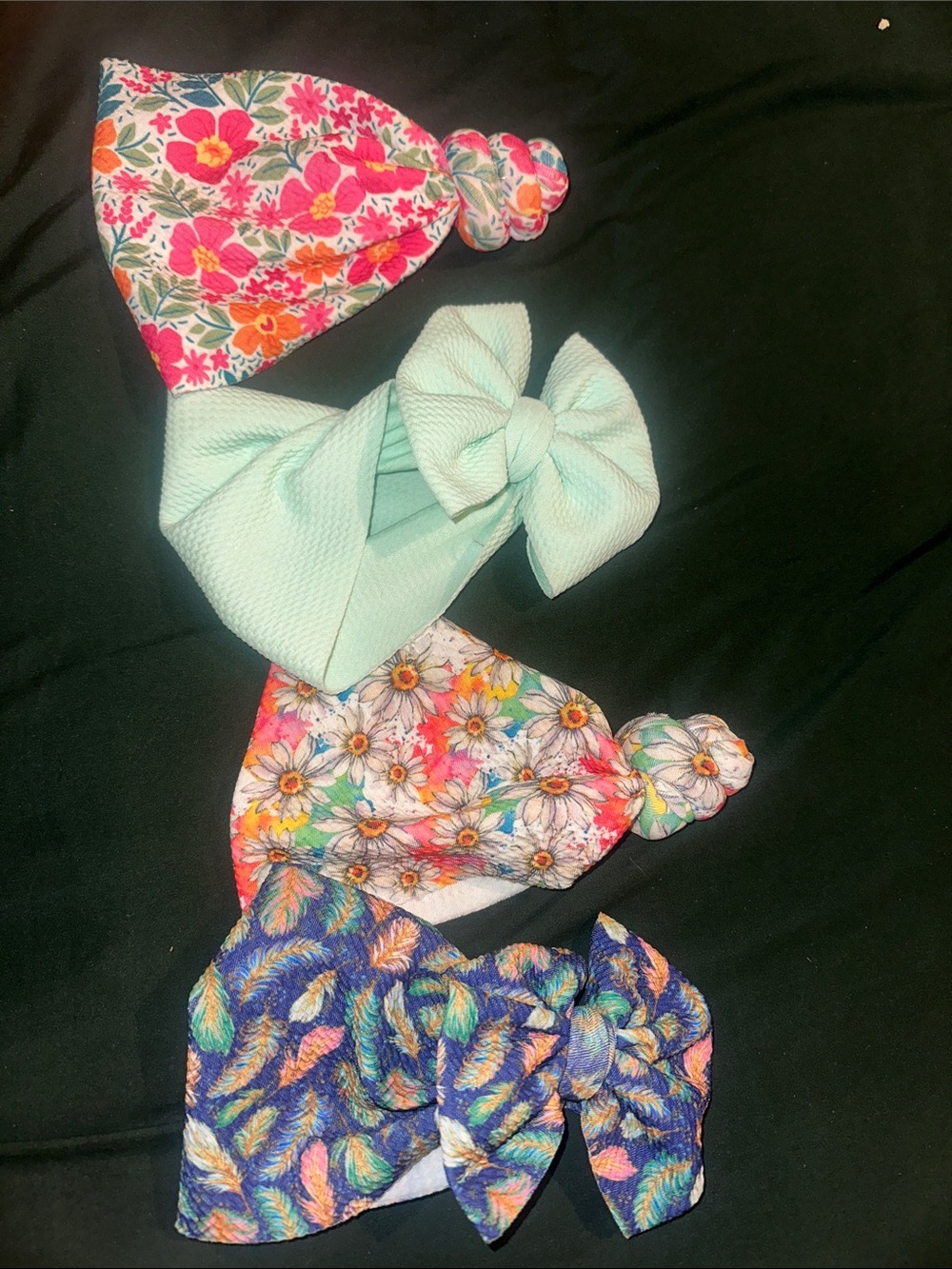 Kids Floral & Solid Knot Headwrap Set - Mint, Pink, Blue